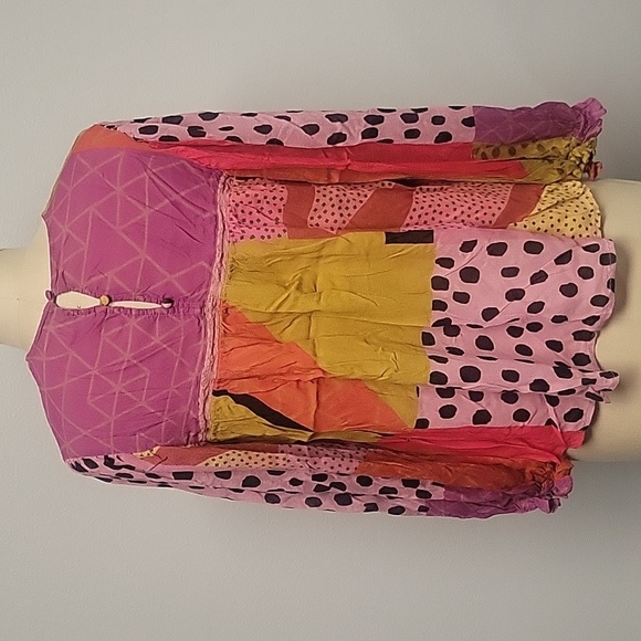 Blank London Colorful Patchwork Blouse - Pink and Orange, Size M - Picture 2 of 5